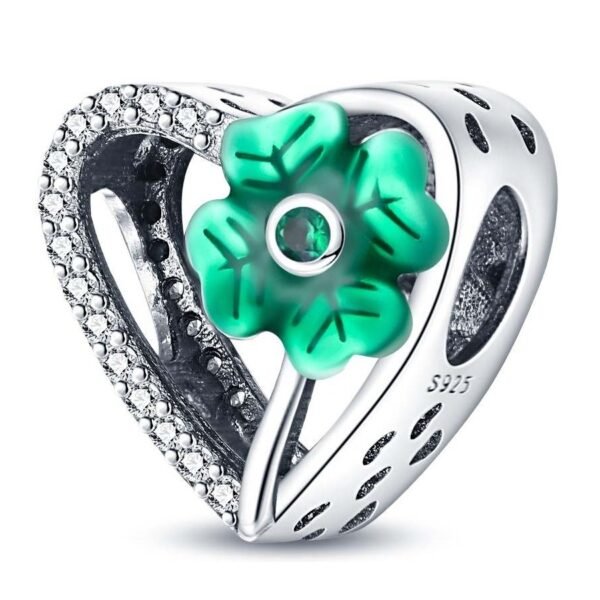 Zawieszka charms do pandory Srebro próby 925 Serce i Koniczynka