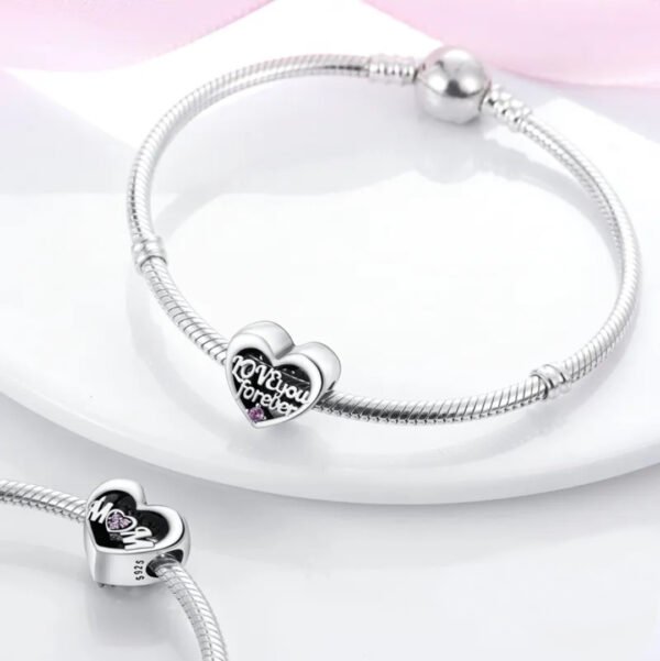Zawieszka charms do pandory Srebro próby 925 Mom Love You Forever - obrazek 4