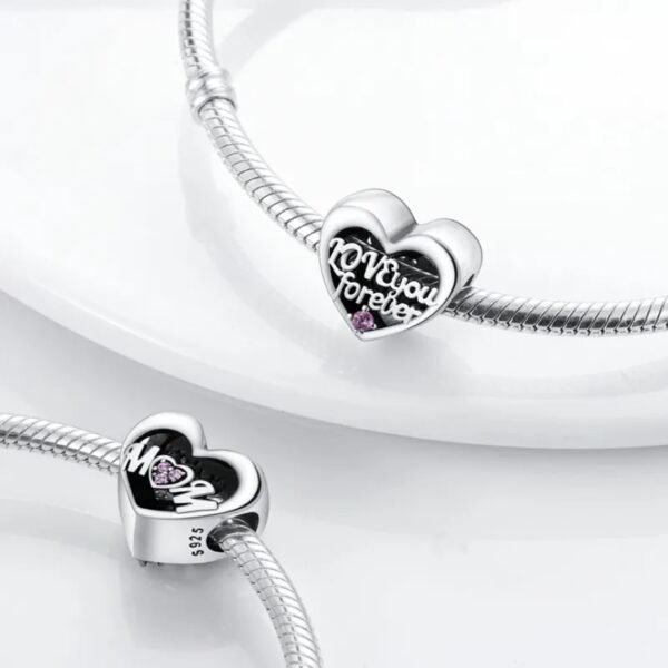 Zawieszka charms do pandory Srebro próby 925 Mom Love You Forever - obrazek 3