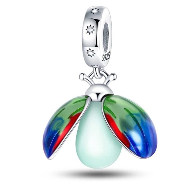 Zawieszka charms do pandory Srebro próby 925 Biedronka świecąca w ciemności