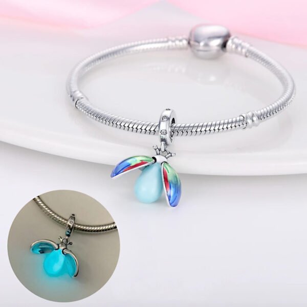 Zawieszka charms do pandory Srebro próby 925 Biedronka świecąca w ciemności - obrazek 3