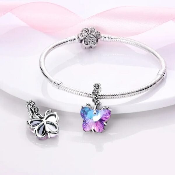 Zawieszka charms do pandory Srebro próby 925 Fioletowy Motyl - obrazek 3