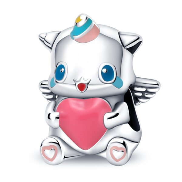 Zawieszka charms do pandory Srebro próby 925 Jednorożec z Sercem