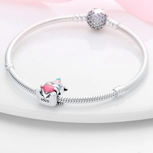 Zawieszka charms do pandory Srebro próby 925 Jednorożec z Sercem - obrazek 3