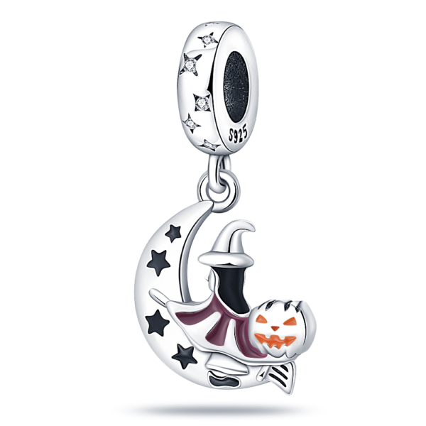 Zawieszka charms do pandory Srebro próby 925 Czarownica i Księżyc