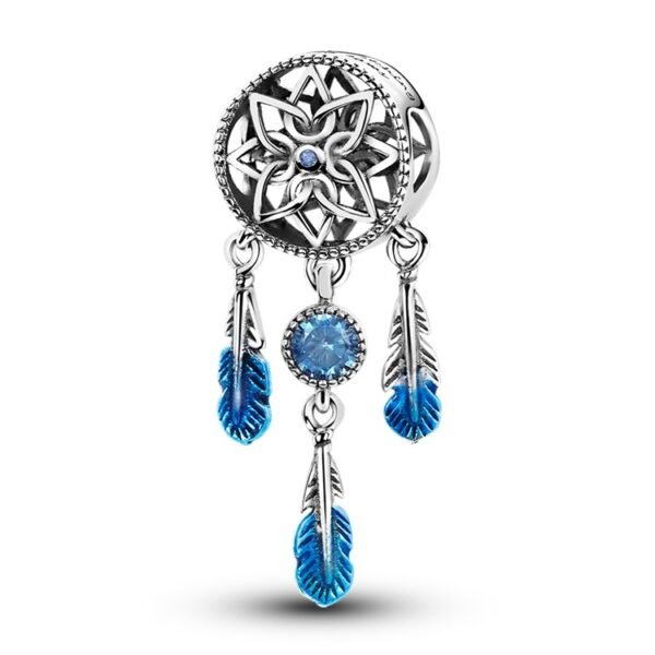 Zawieszka charms do pandory Srebro próby 925 Niebieski Łapacz Snów