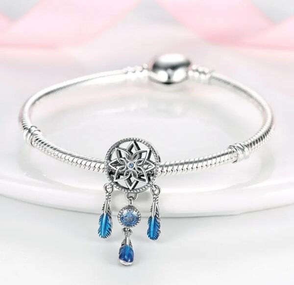 Zawieszka charms do pandory Srebro próby 925 Niebieski Łapacz Snów - obrazek 3