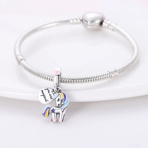 Zawieszka charms do pandory Srebro próby 925 Jednorożec - obrazek 3