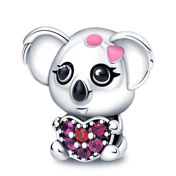 Zawieszka charms do pandory Srebro próby 925 Miś Koala z sercem