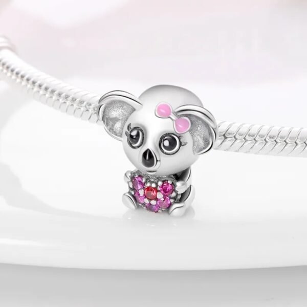 Zawieszka charms do pandory Srebro próby 925 Miś Koala z sercem - obrazek 2