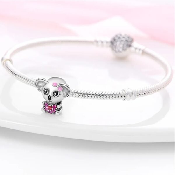 Zawieszka charms do pandory Srebro próby 925 Miś Koala z sercem - obrazek 3