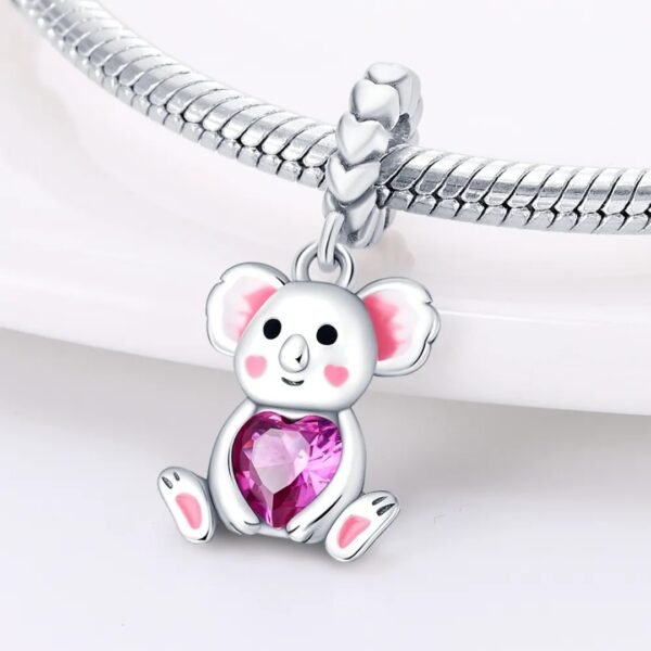 Zawieszka charms do pandory Srebro próby 925 Miś Koala z Sercem - obrazek 2