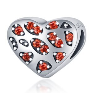 Zawieszka charms do pandory Srebro próby 925 Serce z pomarańczowymi cyrkoniami