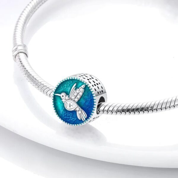 Zawieszka charms do pandory Srebro próby 925 Turkusowy Koliber - obrazek 2