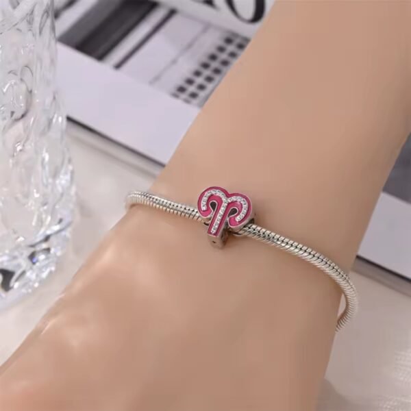 Zawieszka charms do pandory Srebro próby 925 Różowy Znak Zodiaku Baran - obrazek 3