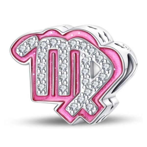 Zawieszka charms do pandory Srebro próby 925 Różowy Znak Zodiaku Panna
