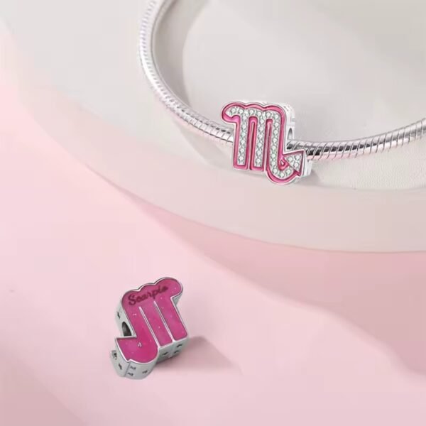 Zawieszka charms do pandory Srebro próby 925 Różowy Znak Zodiaku Skorpion - obrazek 2