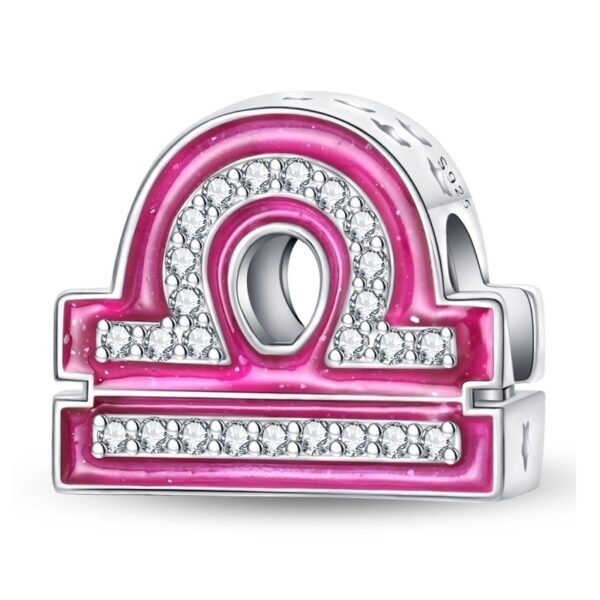 Zawieszka charms do pandory Srebro próby 925 Różowy Znak Zodiaku Waga