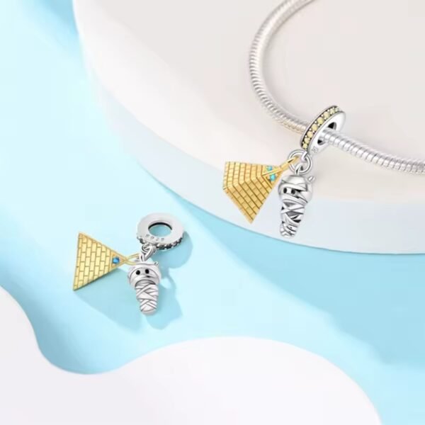 Zawieszka charms do pandory Srebro próby 925 Piramida i Mumia - obrazek 2