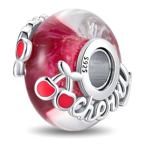 Zawieszka charms do pandory Srebro próby 925 Murano Wiśnie