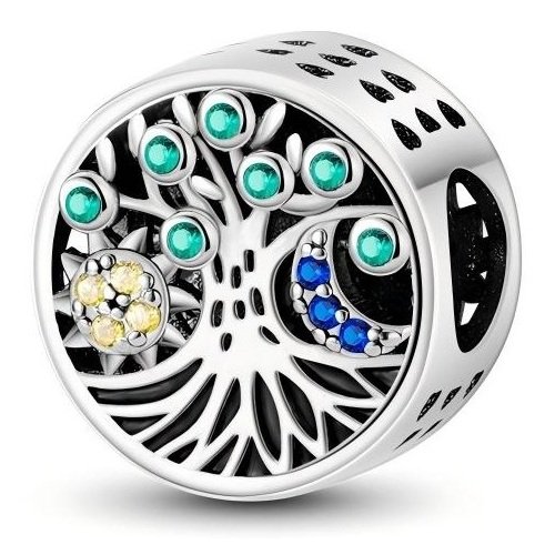 Zawieszka charms do pandory Srebro próby 925 Drzewo Życia Księżyc i Słońce