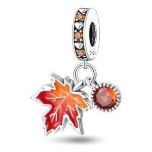Zawieszka charms do pandory Srebro próby 925 Jesień Filiżanka Herbaty i Liść Dębu
