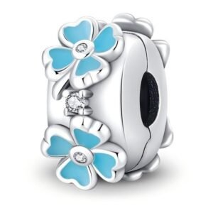 Zawieszka charms do pandory Srebro próby 925 Klips Błękitne Kwiaty