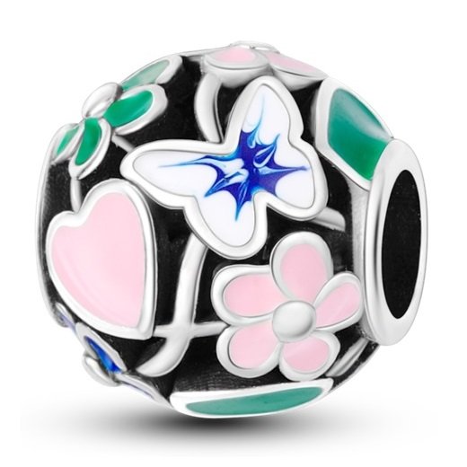 Zawieszka charms do pandory Srebro próby 925 Motyl i Kwiaty