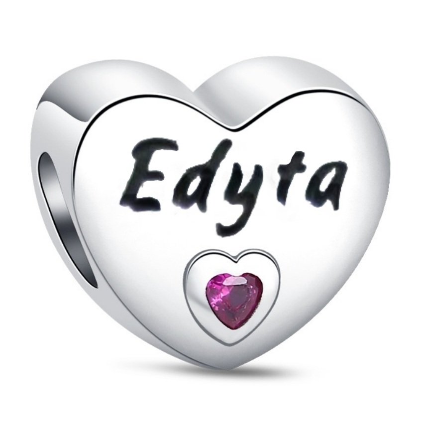 Zawieszka charms do pandory Srebro próby 925 Imię Edyta