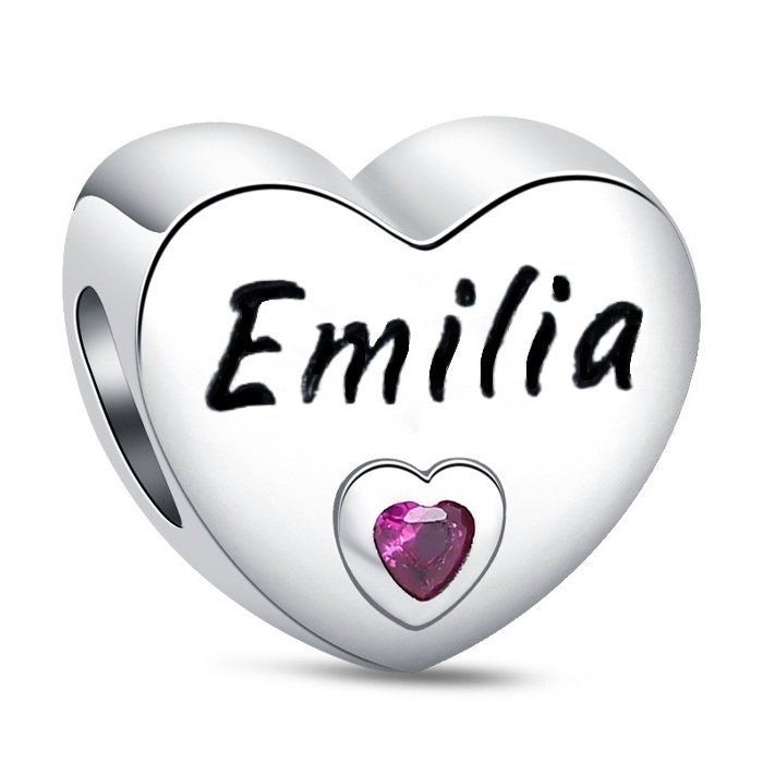 Zawieszka charms do pandory Srebro próby 925 Imię Emilia