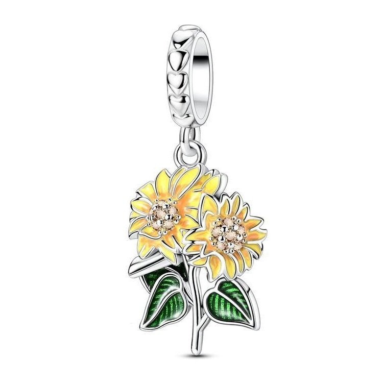 Zawieszka charms do pandory Srebro próby 925 Słoneczniki