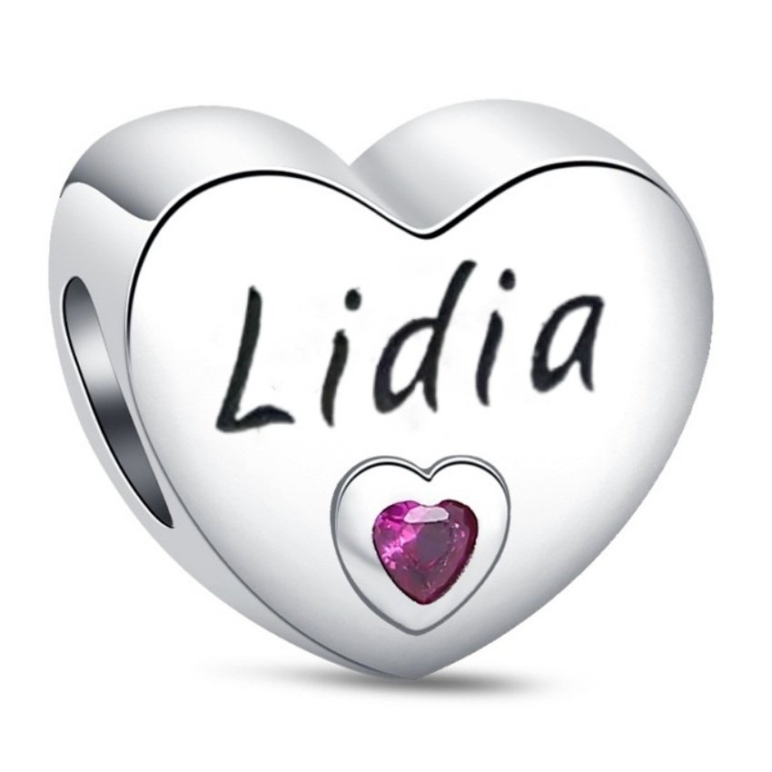 Zawieszka charms do pandory Srebro próby 925 Imię Lidia
