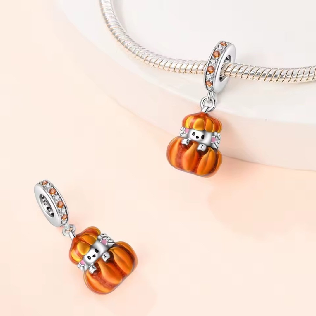 Zawieszka charms do pandory Srebro próby 925 Jeż w Dyni - obrazek 2