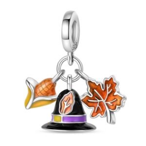 Zawieszka charms do pandory Srebro próby 925 Jesień Kapelusz z Kukurydzą i Liściem