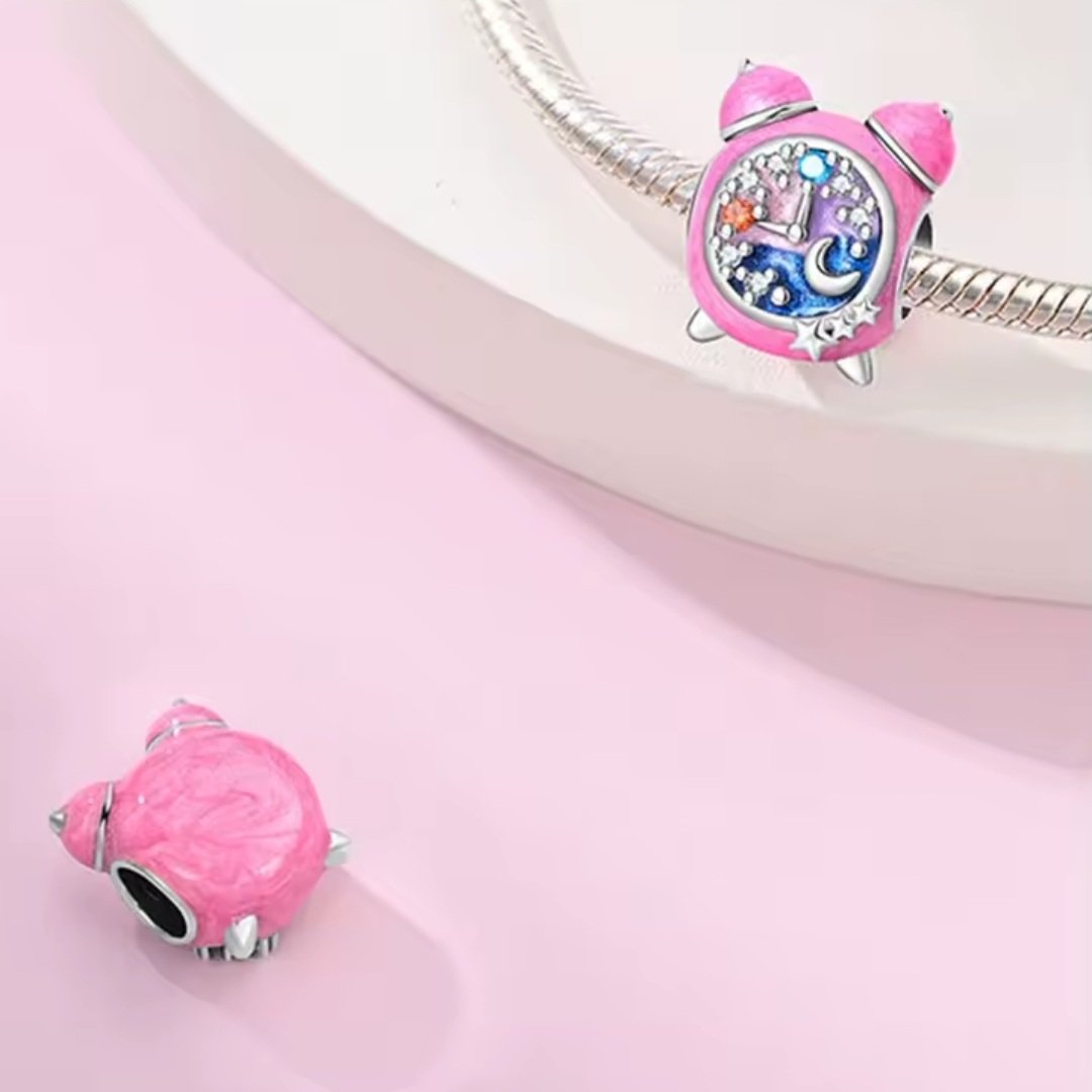 Zawieszka charms do pandory Srebro próby 925 Różowy Zegar - obrazek 2
