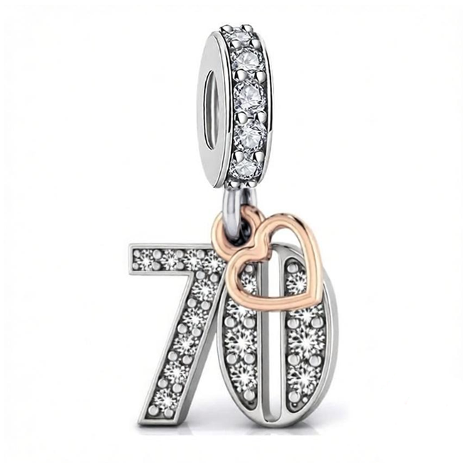 Zawieszka charms do pandory Srebro próby 925 Urodziny 70