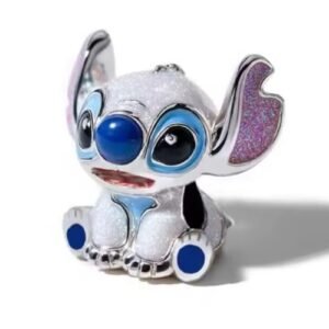 Zawieszka charms do pandory Srebro próby 925 Disney Stitch pokryty brokatem