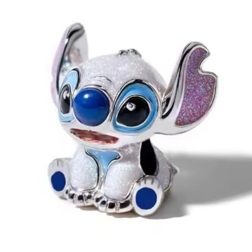 Zawieszka charms do pandory Srebro próby 925 Disney Stitch pokryty brokatem